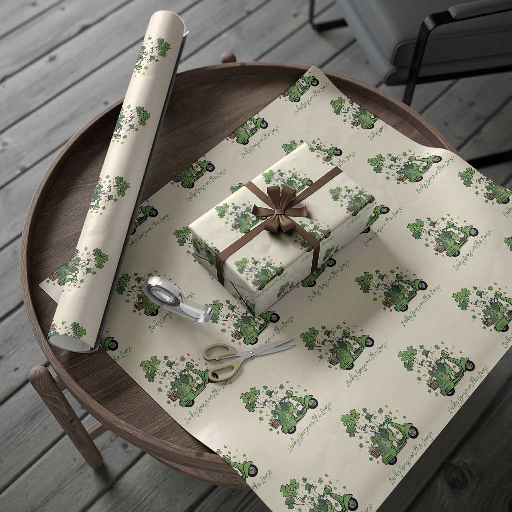 Lucky Goose On The Loose Wrapping Paper Roll St Patricks Day Irish Pride TS12 Beige Print Your Wear