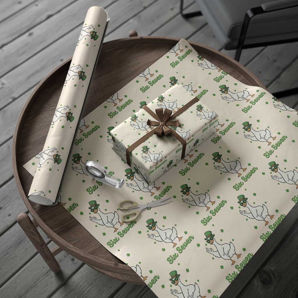 Lucky Goose Six Seven Meme Wrapping Paper Roll St Patricks Day TS12 Beige Print Your Wear