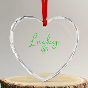 Lucky Irish Shamrock Heart Crystal Glass Ornament St Patricks Day Letter Print Lightweight TS10 Transparent Glass 3'' Heart Print Your Wear