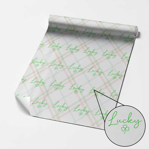 Lucky Irish Shamrock Wrapping Paper Roll St Patricks Day Letter Print Lightweight TS10 Christmas Plaid Print Your Wear