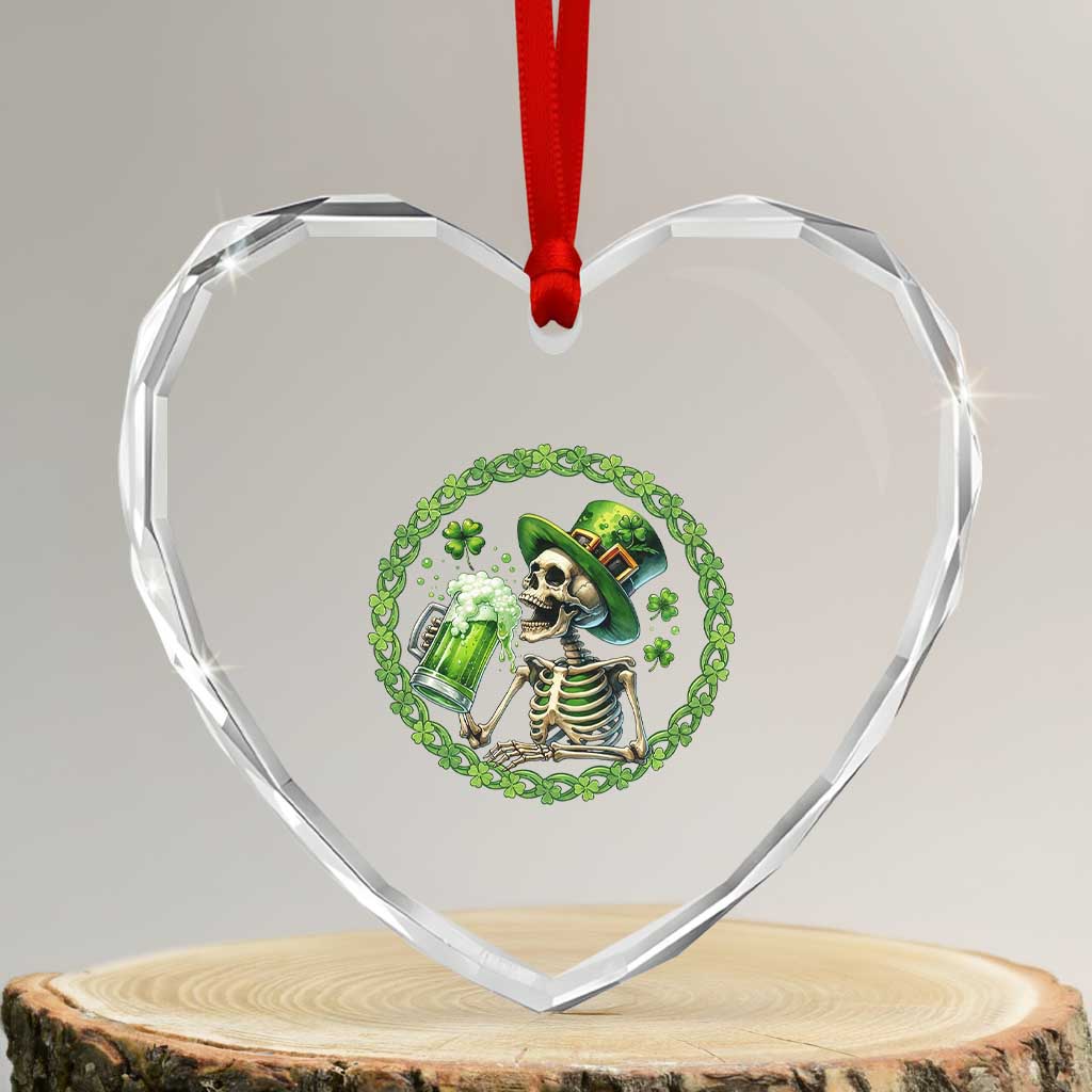 Lucky Irish Skeleton St Patricks Day Heart Crystal Glass Ornament Beer Lover TS12 Transparent Glass 3'' Heart Print Your Wear