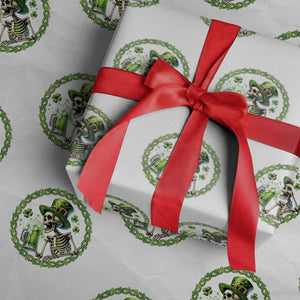 Lucky Irish Skeleton St Patricks Day Wrapping Paper Roll Beer Lover TS12 White Print Your Wear