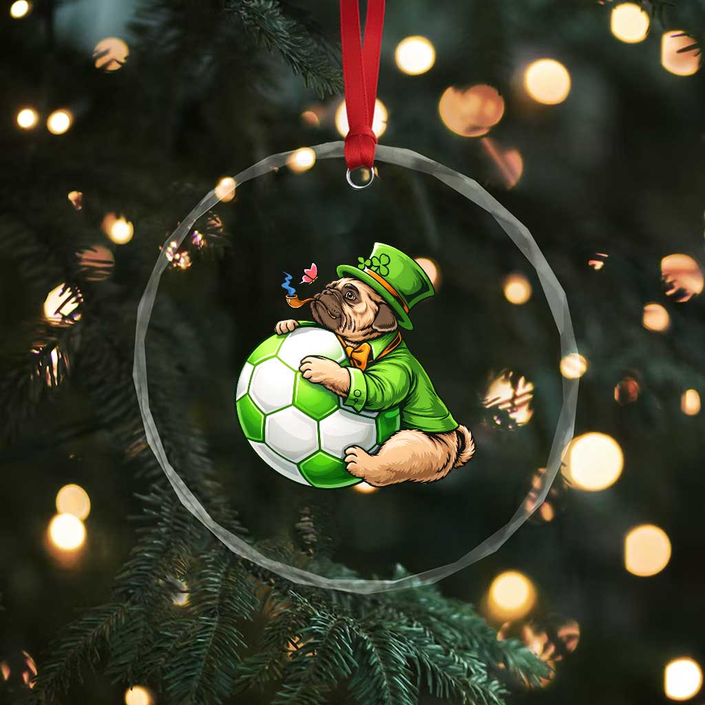 Lucky Pug Soccer Lover Crystal Glass Ornament St Paddys Day Irish Football Gift TS12 Print Your Wear