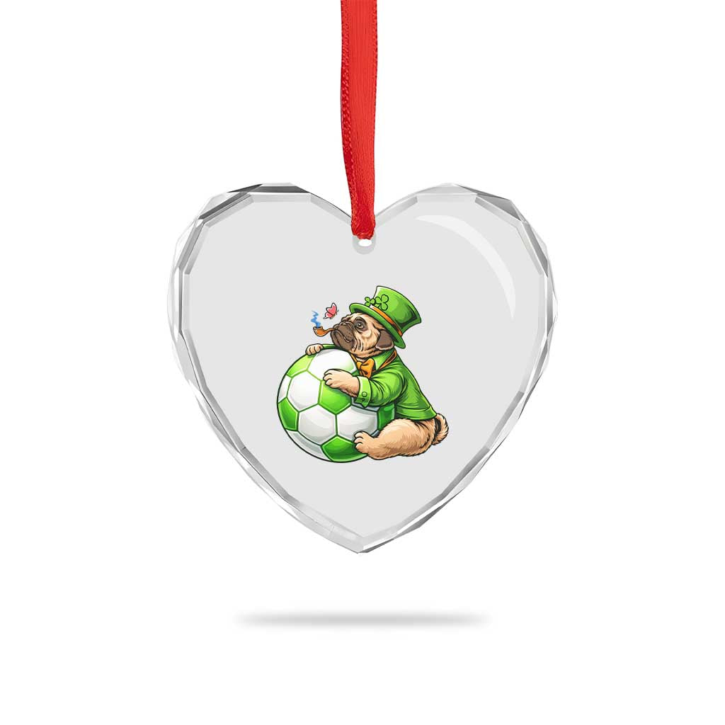 Lucky Pug Soccer Lover Heart Crystal Glass Ornament St Paddys Day Irish Football Gift TS12 Print Your Wear