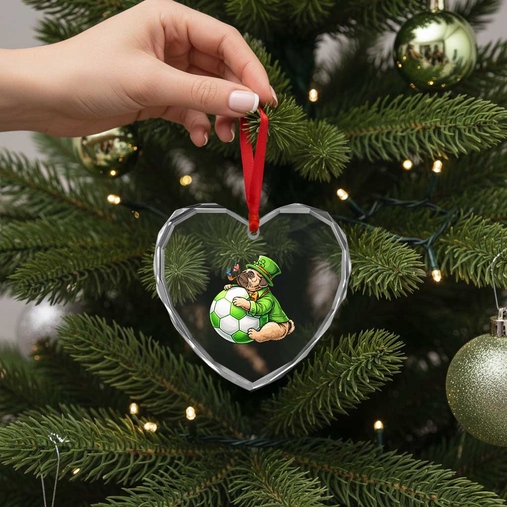Lucky Pug Soccer Lover Heart Crystal Glass Ornament St Paddys Day Irish Football Gift TS12 Print Your Wear