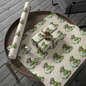 Lucky Pug Soccer Lover Wrapping Paper Roll St Paddys Day Irish Football Gift TS12 Beige Print Your Wear