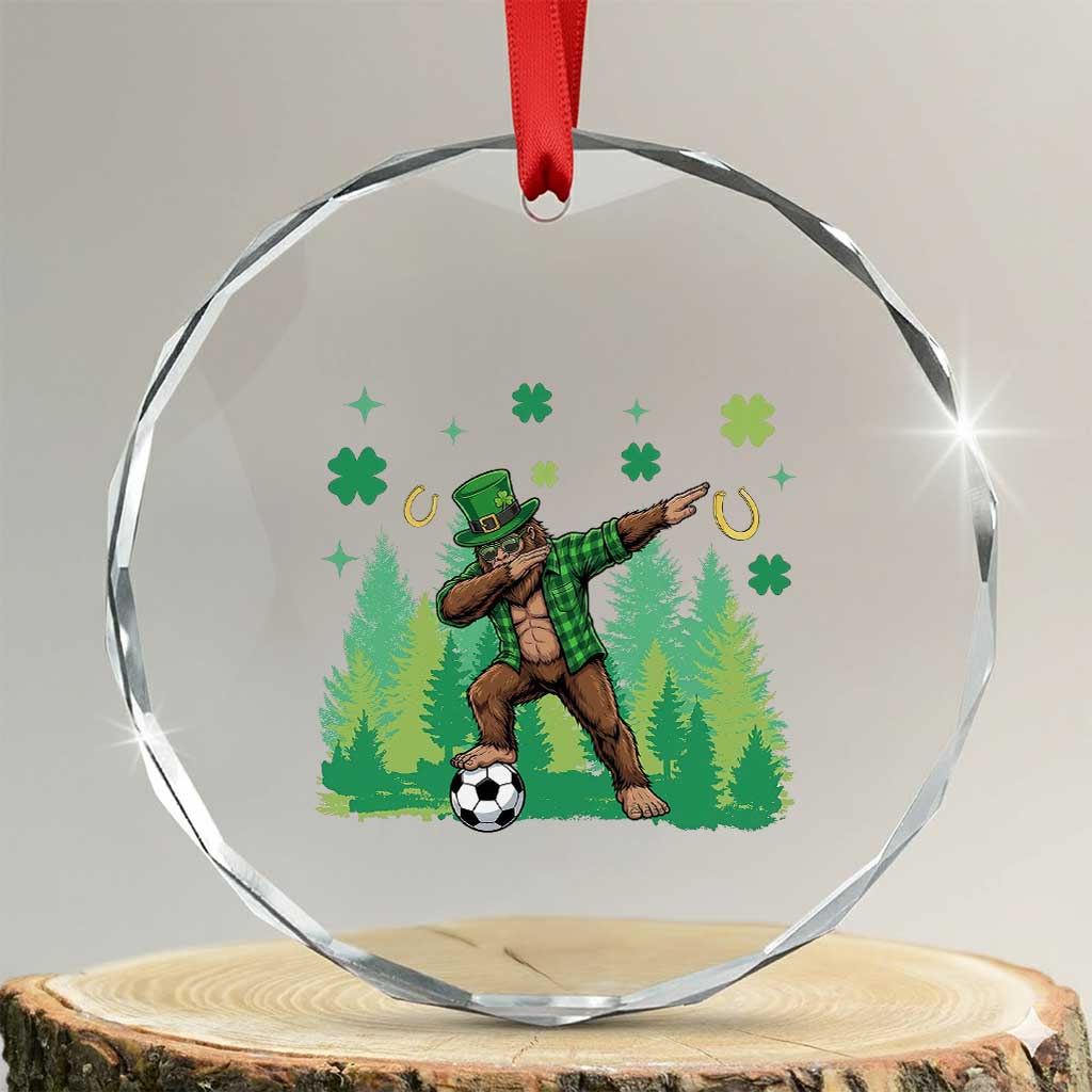 Lucky Sasquatch Soccer Player Crystal Glass Ornament Funny St Patricks Day Gift TS12 Transparent Glass 3'' Circle Print Your Wear
