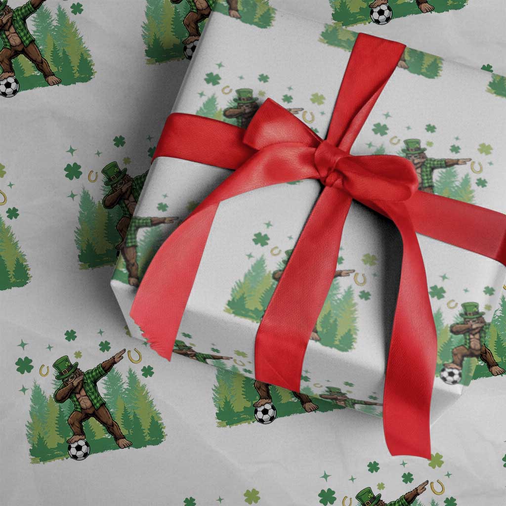 Lucky Sasquatch Soccer Player Wrapping Paper Roll Funny St Patricks Day Gift TS12 White Print Your Wear