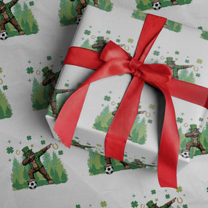 Lucky Sasquatch Soccer Player Wrapping Paper Roll Funny St Patricks Day Gift TS12 White Print Your Wear