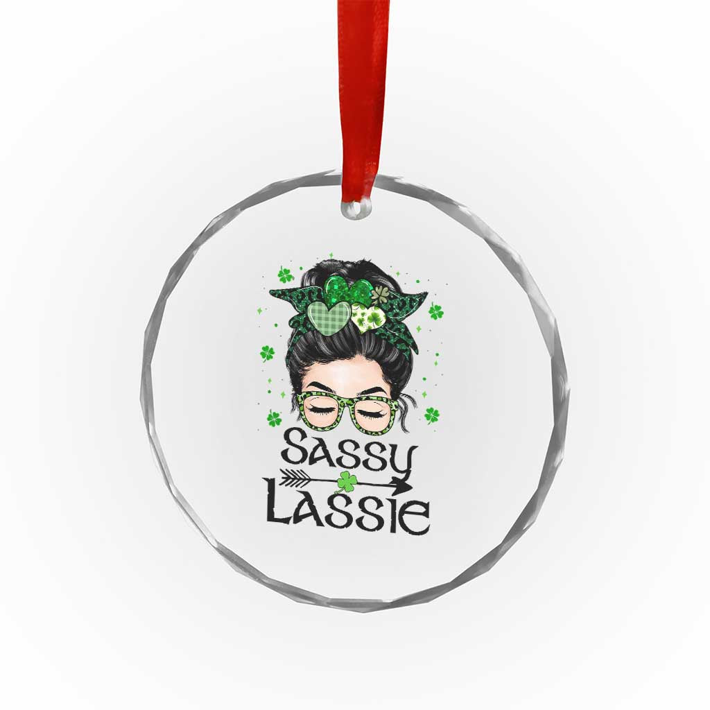 Lucky Sassy Lassie Messy Bun Crystal Glass Ornament Funny St Patricks Day TS02 Print Your Wear