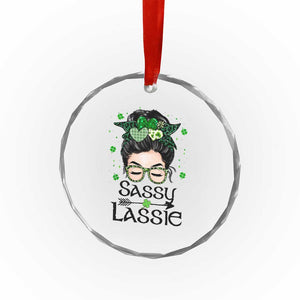 Lucky Sassy Lassie Messy Bun Crystal Glass Ornament Funny St Patricks Day TS02 Print Your Wear