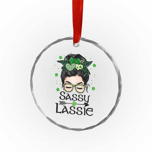 Lucky Sassy Lassie Messy Bun Crystal Glass Ornament Funny St Patricks Day TS02 Print Your Wear