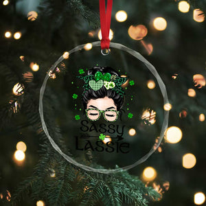 Lucky Sassy Lassie Messy Bun Crystal Glass Ornament Funny St Patricks Day TS02 Print Your Wear