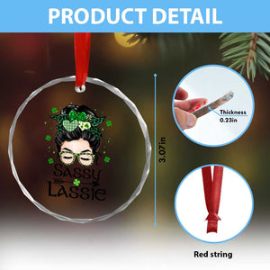Lucky Sassy Lassie Messy Bun Crystal Glass Ornament Funny St Patricks Day TS02 Print Your Wear