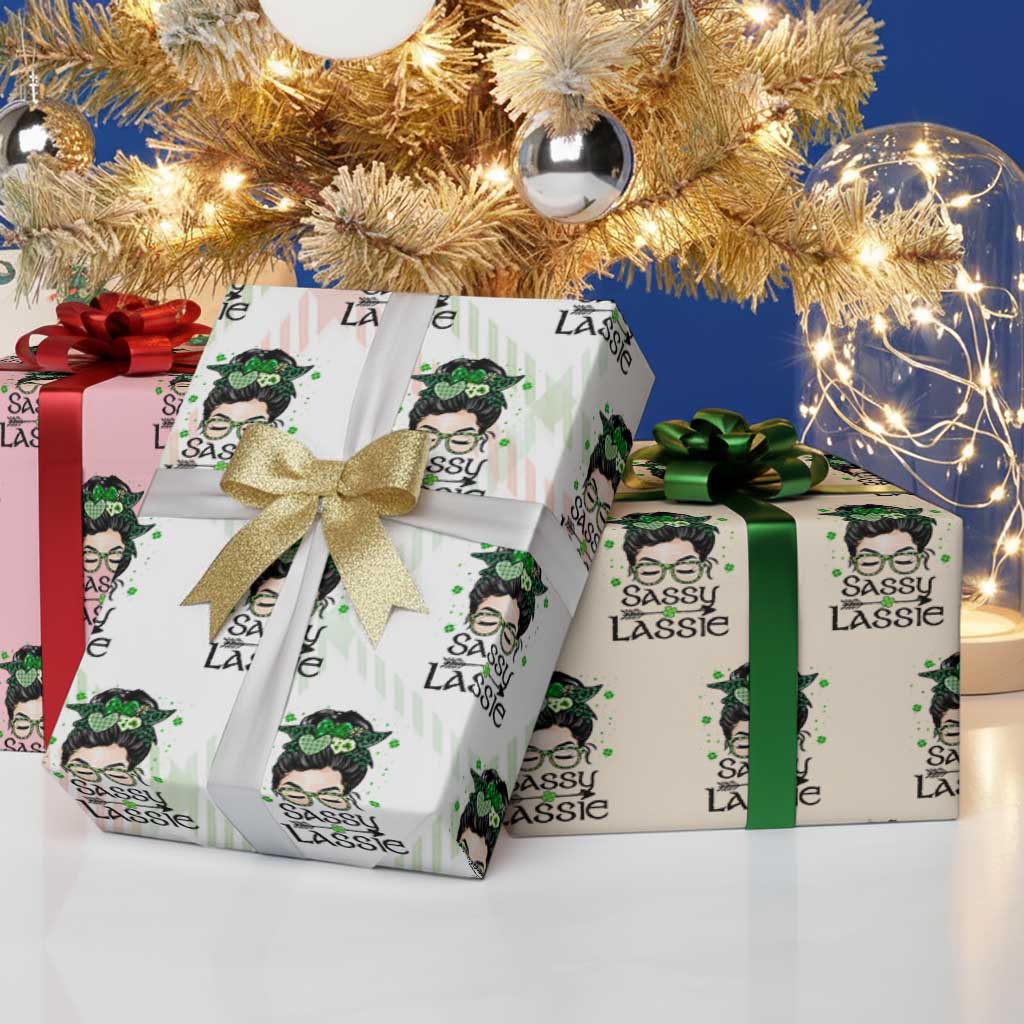 Lucky Sassy Lassie Messy Bun Wrapping Paper Roll Funny St Patricks Day TS02 Print Your Wear