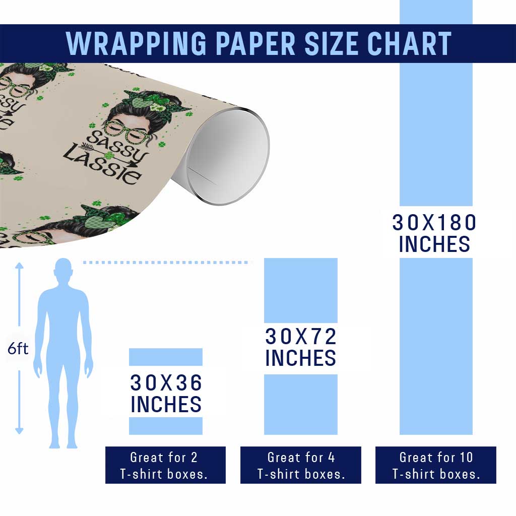 Lucky Sassy Lassie Messy Bun Wrapping Paper Roll Funny St Patricks Day TS02 Print Your Wear