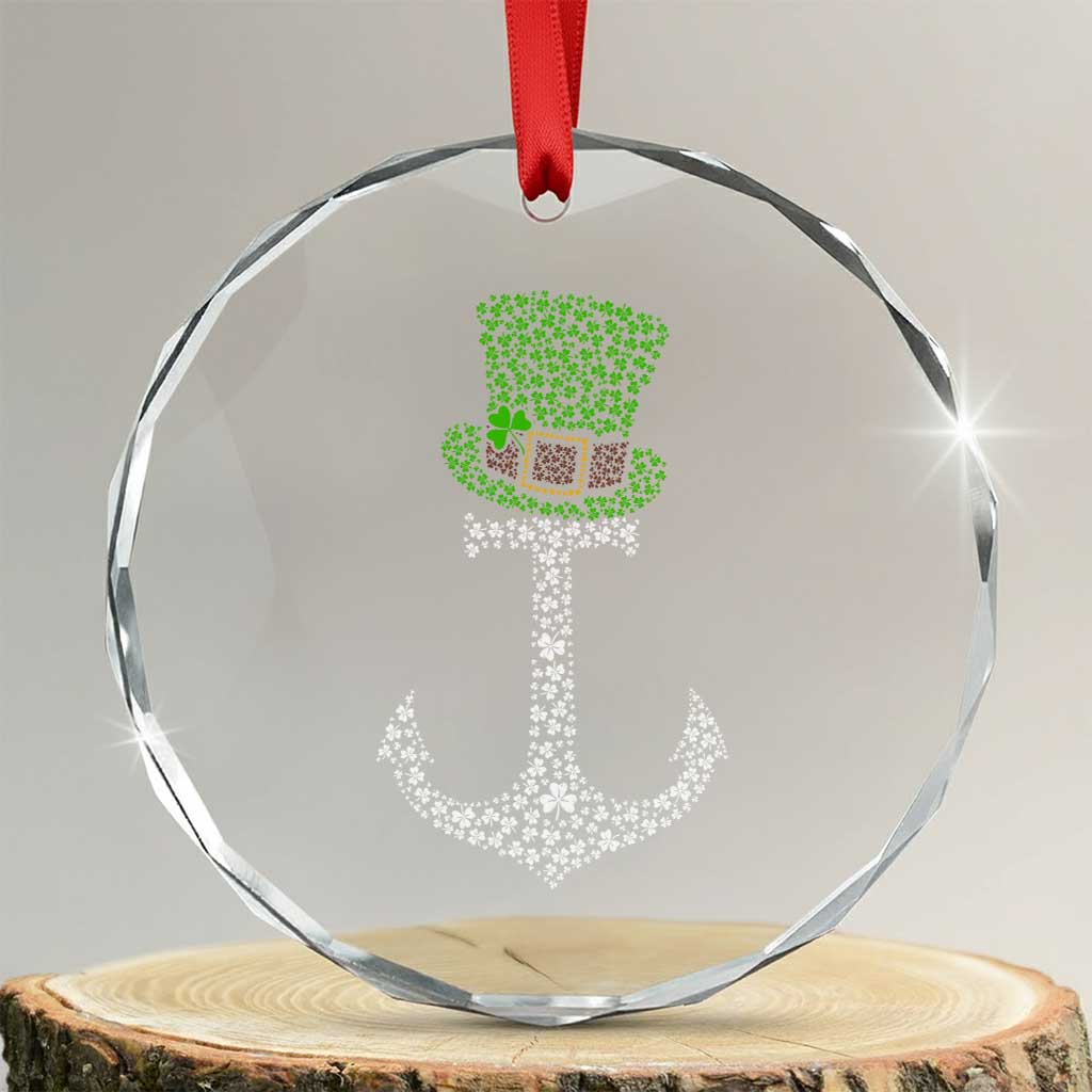 Lucky Shamrock Anchor Crystal Glass Ornament Leprechaun Cruise Squad St. Patrick's Day TS02 Transparent Glass 3'' Circle Print Your Wear