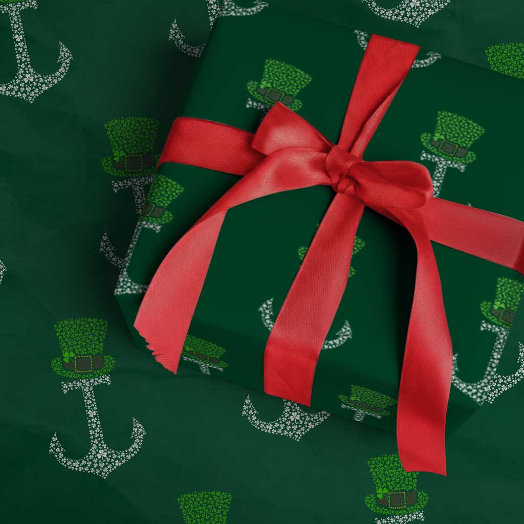 Lucky Shamrock Anchor Wrapping Paper Roll Leprechaun Cruise Squad St. Patrick's Day TS02 Green Print Your Wear