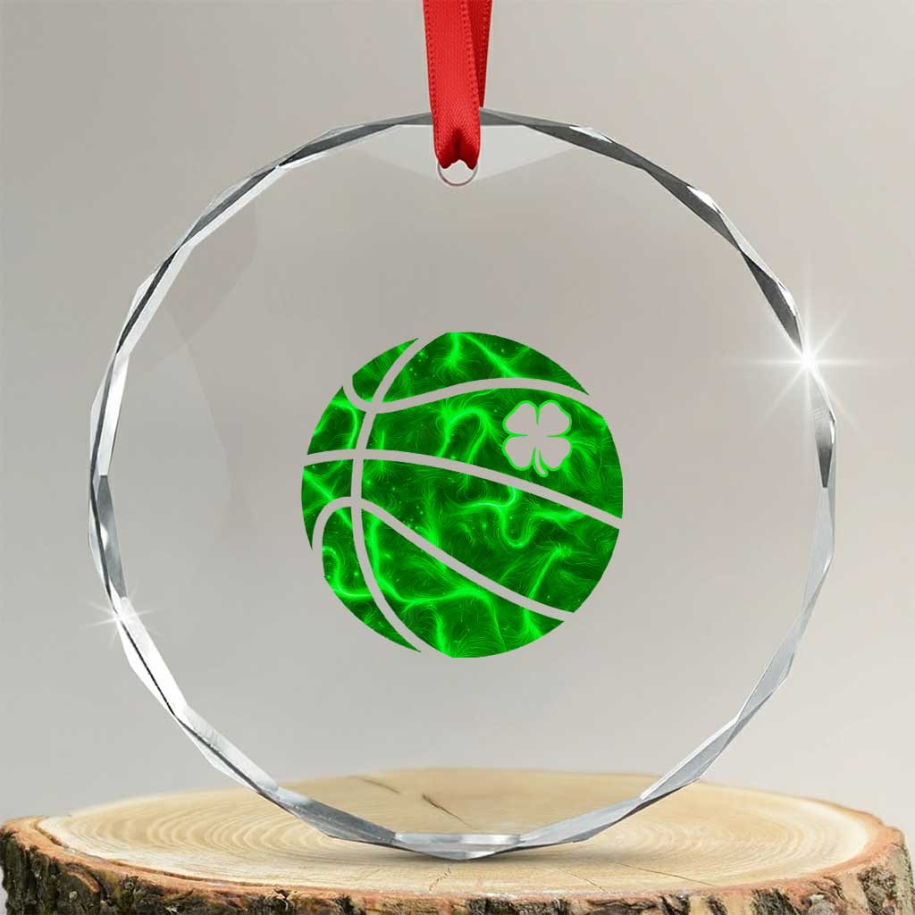 Lucky Shamrock Basketball Crystal Glass Ornament Clover Irish St Patrick's Day Sport Lover TS02 Transparent Glass 3'' Circle Print Your Wear
