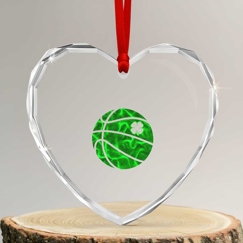 Lucky Shamrock Basketball Heart Crystal Glass Ornament Clover Irish St Patrick's Day Sport Lover TS02 Transparent Glass 3'' Heart Print Your Wear