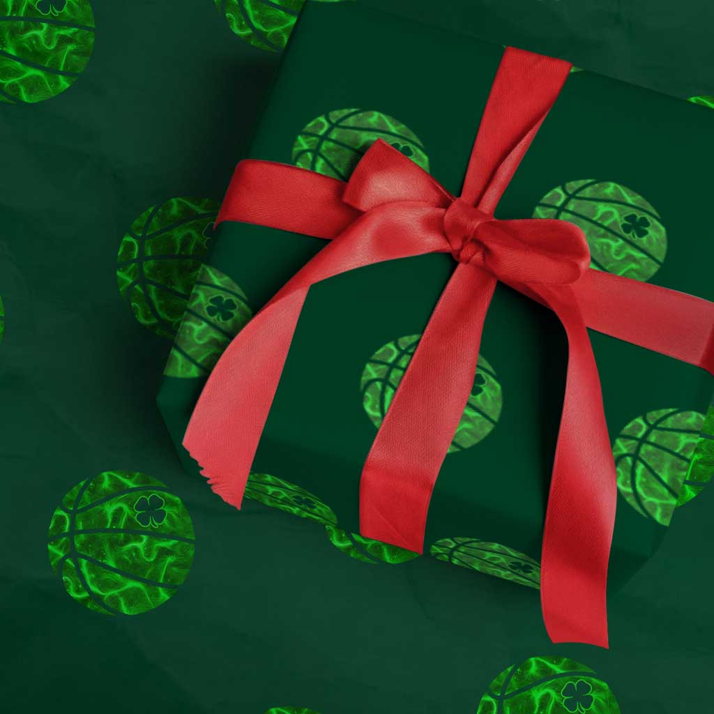 Lucky Shamrock Basketball Wrapping Paper Roll Clover Irish St Patrick's Day Sport Lover TS02 Green Print Your Wear