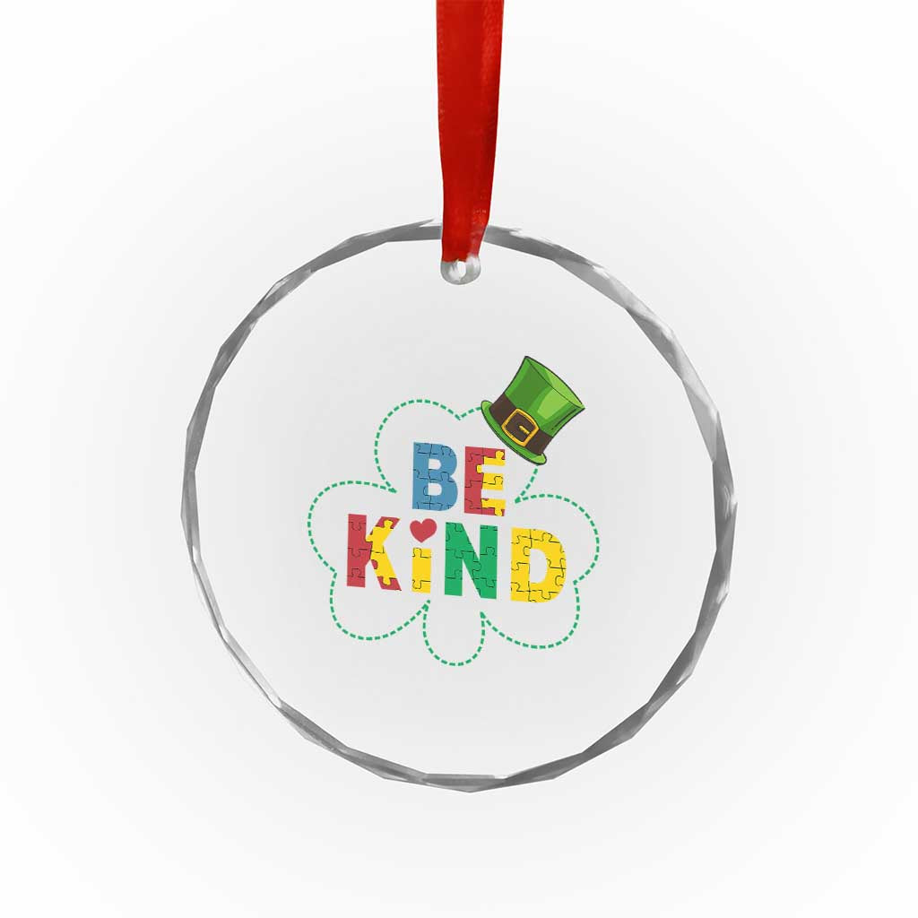 Lucky Shamrock Be Kind Crystal Glass Ornament Autism Leprechaun St Patricks Day TS02 Print Your Wear