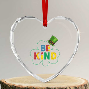 Lucky Shamrock Be Kind Heart Crystal Glass Ornament Autism Leprechaun St Patricks Day TS02 Transparent Glass 3'' Heart Print Your Wear
