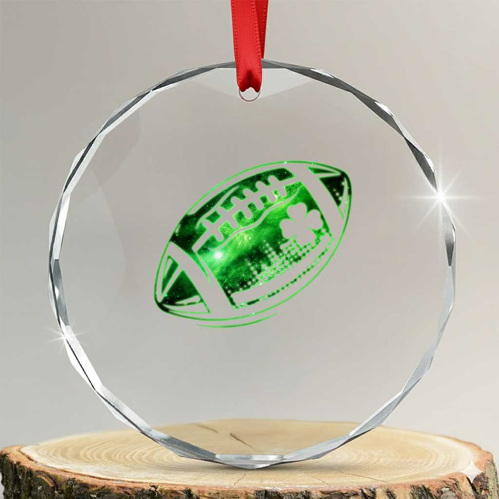 Lucky Shamrock Football Crystal Glass Ornament Irish Clover St Patricks Day Sport Lover TS02 Transparent Glass 3'' Circle Print Your Wear