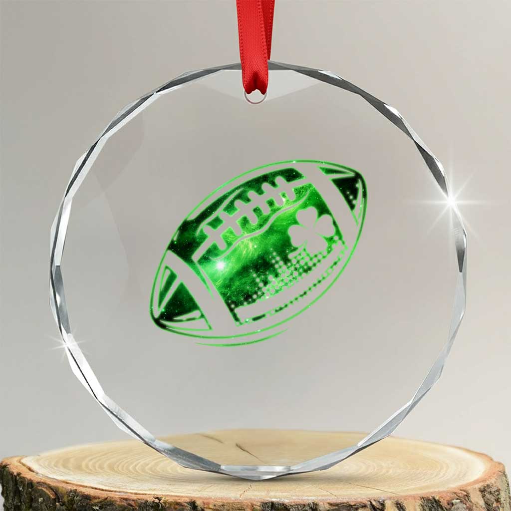 Lucky Shamrock Football Crystal Glass Ornament Irish Clover St Patricks Day Sport Lover TS02 Transparent Glass 3'' Circle Print Your Wear