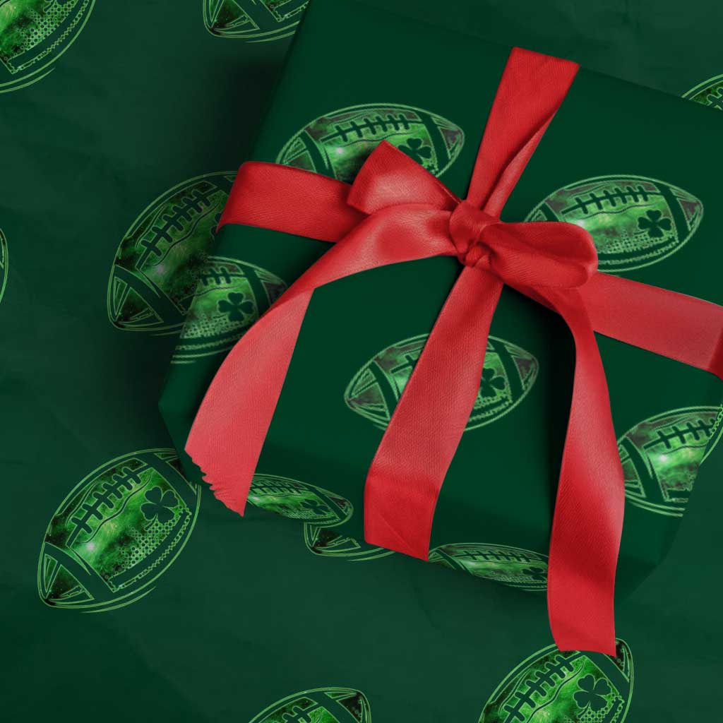 Lucky Shamrock Football Wrapping Paper Roll Irish Clover St Patricks Day Sport Lover TS02 Green Print Your Wear
