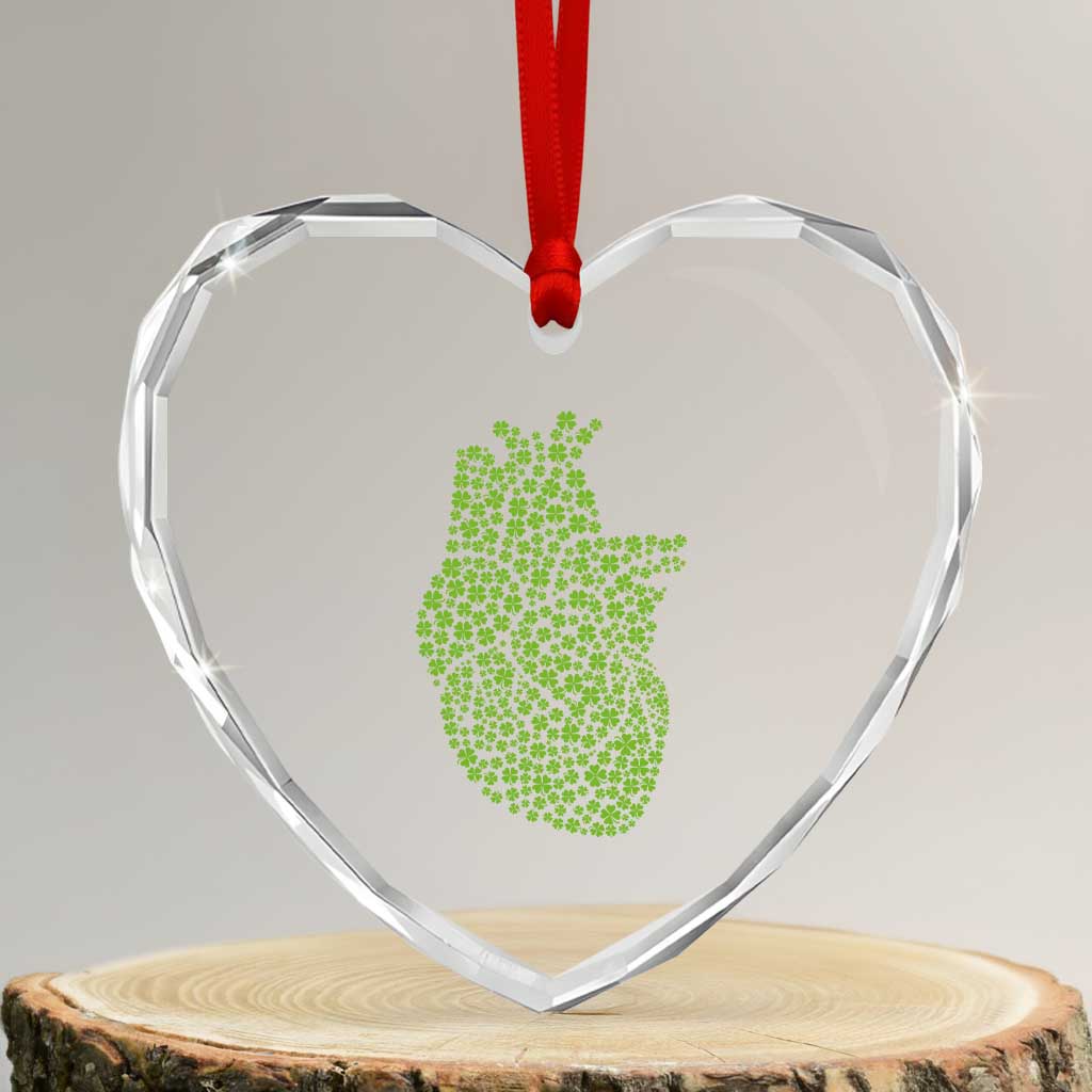 Lucky Shamrocks Heart Heart Crystal Glass Ornament Anatomical Anatomy St Patrick's Day TS02 Transparent Glass 3'' Heart Print Your Wear