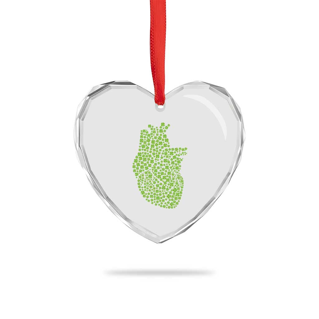 Lucky Shamrocks Heart Heart Crystal Glass Ornament Anatomical Anatomy St Patrick's Day TS02 Print Your Wear