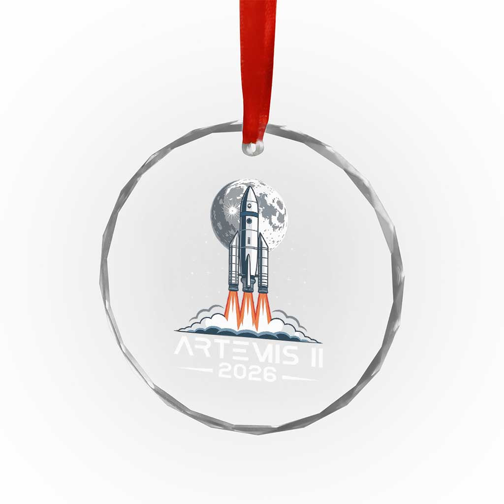 Lunar Journey 2026 Retro Rocket Launch Crystal Glass Ornament Space Exploration Astronomy Enthusiasts Sci-Fi Lovers TS02 Print Your Wear