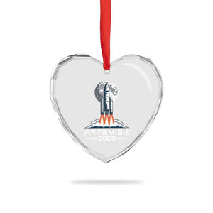 Lunar Journey 2026 Retro Rocket Launch Heart Crystal Glass Ornament Space Exploration Astronomy Enthusiasts Sci-Fi Lovers TS02 Print Your Wear