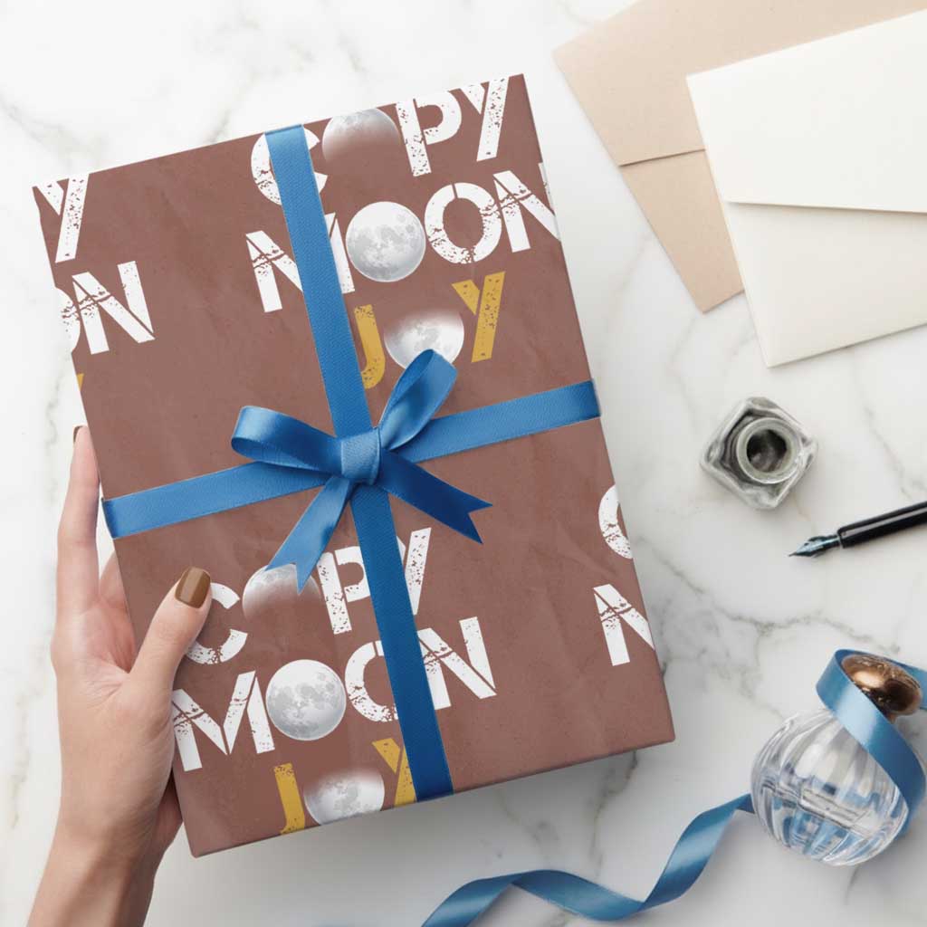 Lunar Mission Astronaut Space Lover Wrapping Paper Roll Copy Moon Joy Sci Fi Graphic TS12 Mocha Print Your Wear