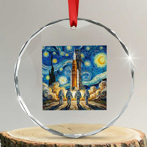Lunar Mission Astronaut Starry Night Crystal Glass Ornament Space Lover Gift TS12 Transparent Glass 3'' Circle Print Your Wear