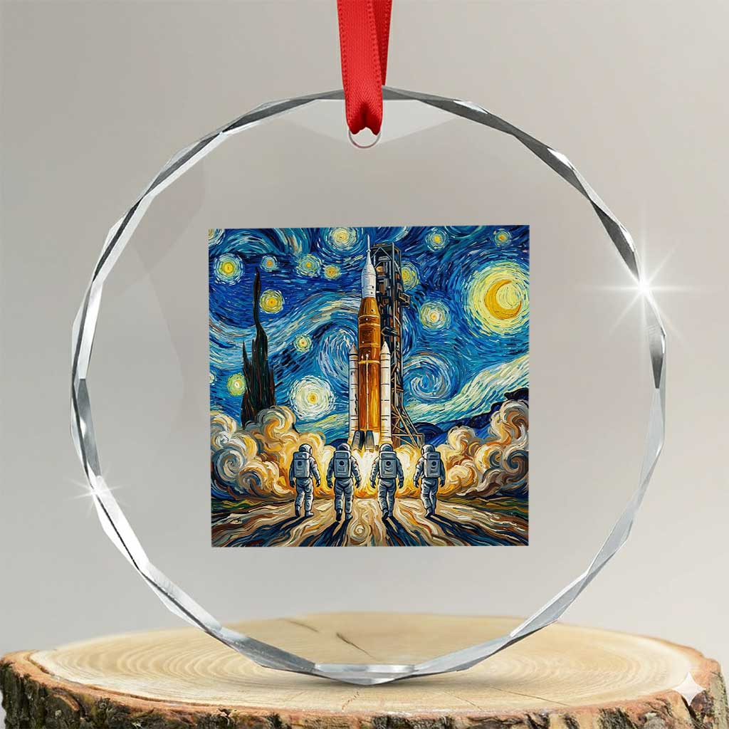 Lunar Mission Astronaut Starry Night Crystal Glass Ornament Space Lover Gift TS12 Transparent Glass 3'' Circle Print Your Wear