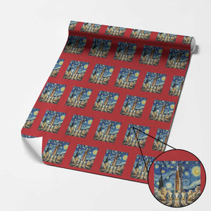 Lunar Mission Astronaut Starry Night Wrapping Paper Roll Space Lover Gift TS12 Red Print Your Wear