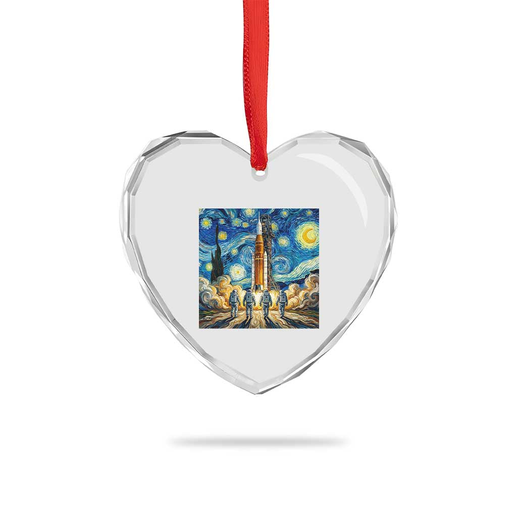 Lunar Mission Astronaut Starry Night Heart Crystal Glass Ornament Space Lover Gift TS12 Print Your Wear