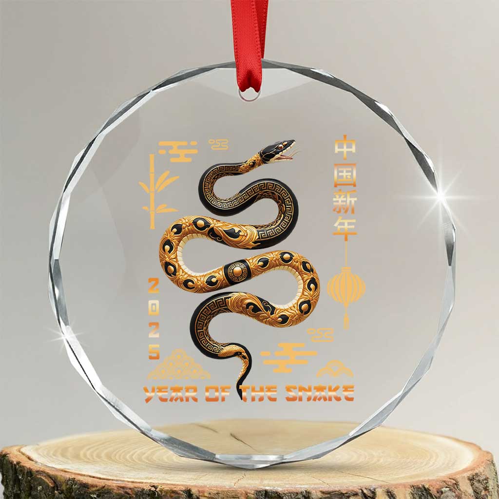 Lunar New Year 2025 Crystal Glass Ornament Year Of The Snake 2025 Chinese China TS09 Transparent Glass 3'' Circle Print Your Wear