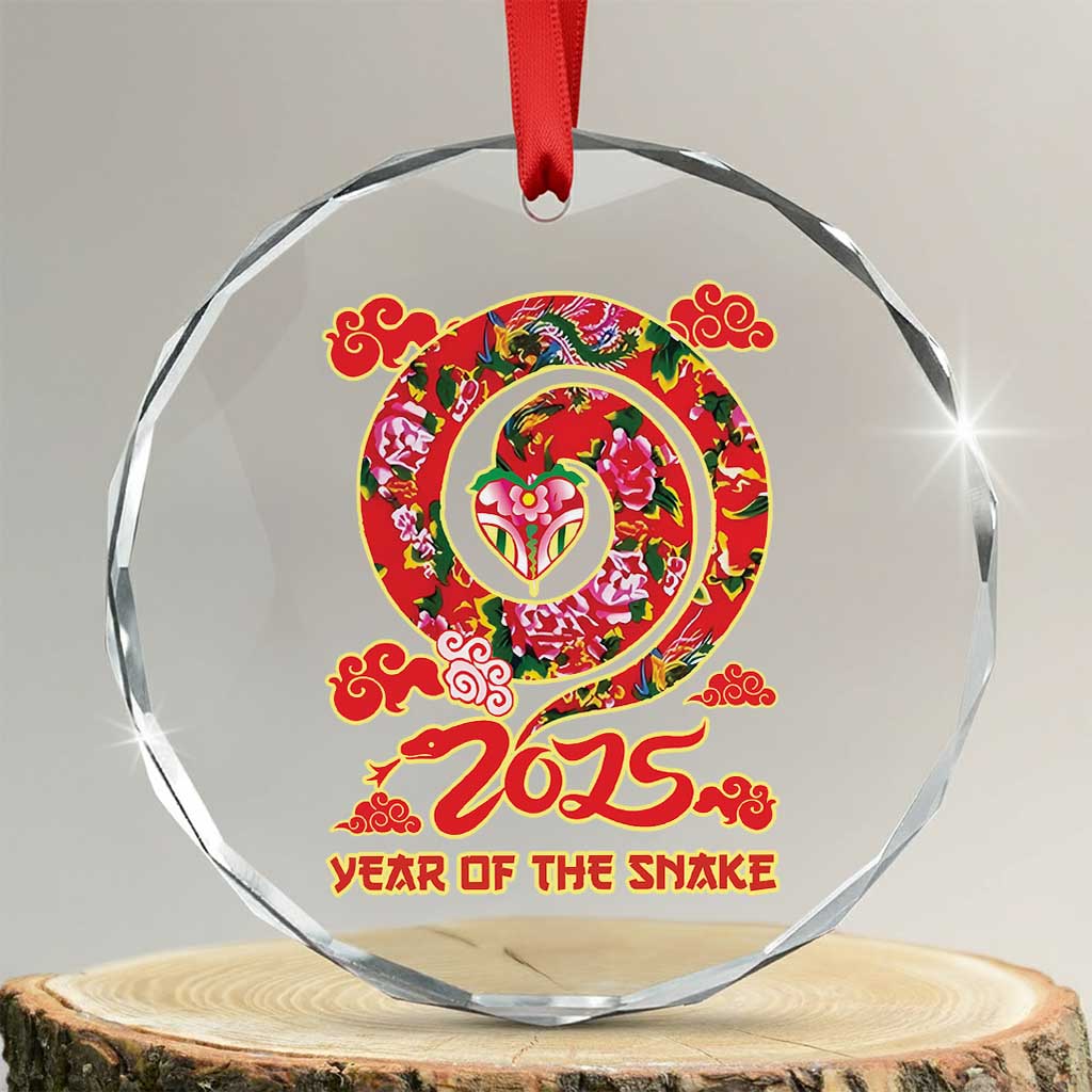 Lunar New Year 2025 Crystal Glass Ornament Year Of The Snake China Traditional TS09 Transparent Glass 3'' Circle Print Your Wear