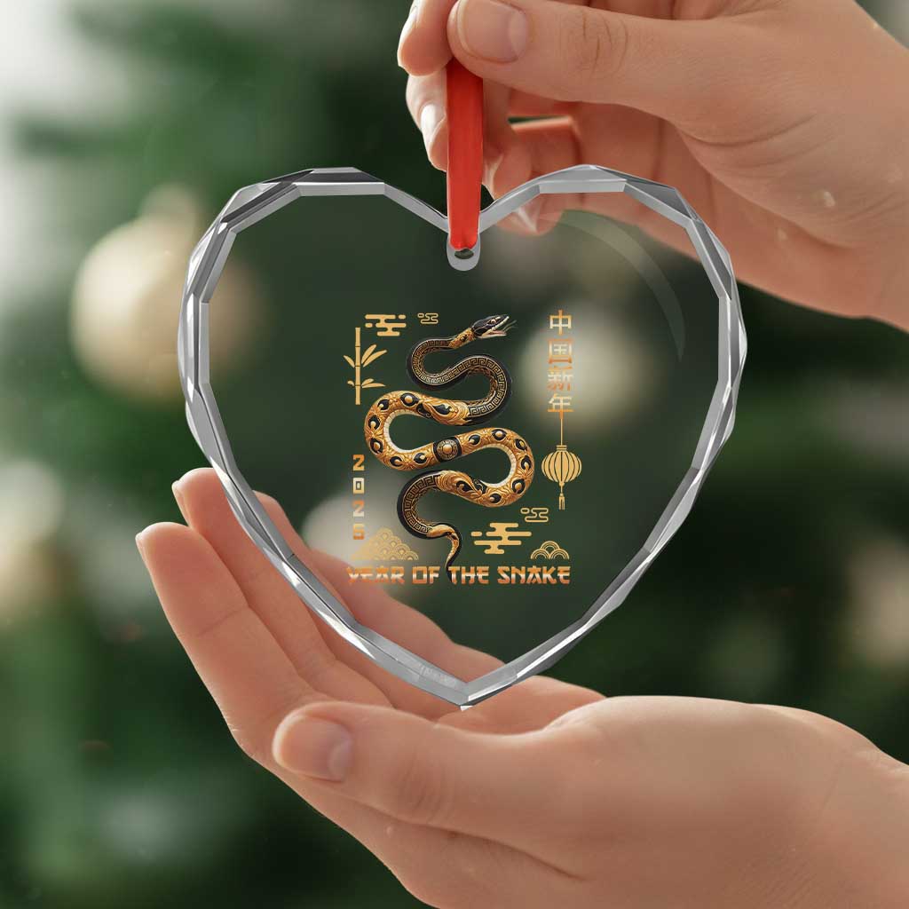 Lunar New Year 2025 Heart Crystal Glass Ornament Year Of The Snake 2025 Chinese China TS09 Print Your Wear