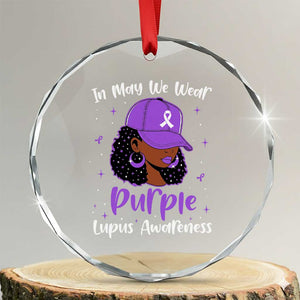 Lupus Awareness Crystal Glass Ornament African American Black Women Fight Lupus Purple Ribbon TS10 Transparent Glass 3'' Circle Print Your Wear
