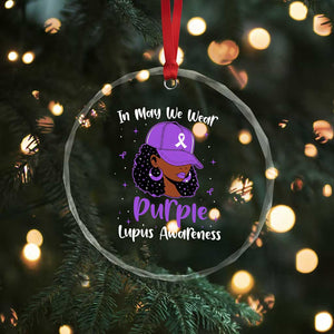 Lupus Awareness Crystal Glass Ornament African American Black Women Fight Lupus Purple Ribbon TS10 Print Your Wear