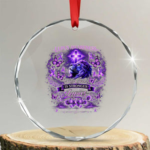 Lupus Awareness Crystal Glass Ornament Lion Purple Ribbon My God Is Stronger Than Lupus TS10 Transparent Glass 3'' Circle Print Your Wear