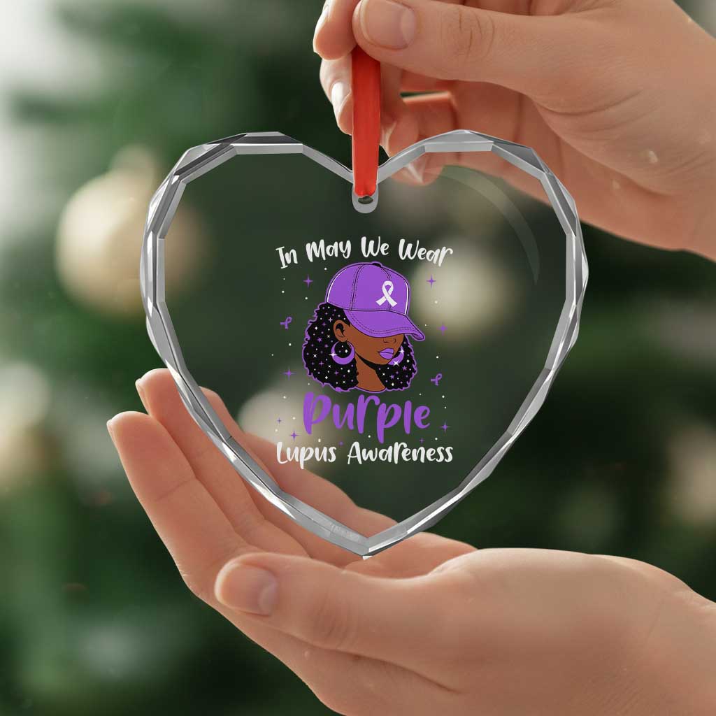 Lupus Awareness Heart Crystal Glass Ornament African American Black Women Fight Lupus Purple Ribbon TS10 Print Your Wear