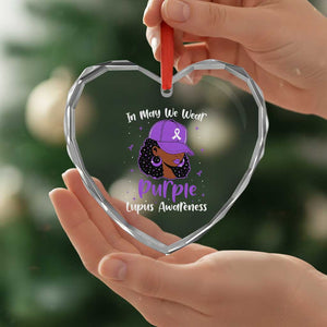 Lupus Awareness Heart Crystal Glass Ornament African American Black Women Fight Lupus Purple Ribbon TS10 Print Your Wear