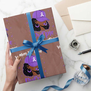 Lupus Awareness Wrapping Paper Roll African American Black Women Fight Lupus Purple Ribbon TS10 Mocha Print Your Wear