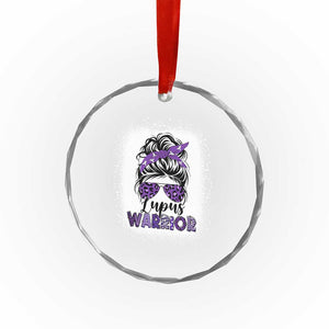 Lupus Warrior Crystal Glass Ornament Purple Ribbon Messy Bun Women TS10 Print Your Wear