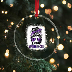 Lupus Warrior Crystal Glass Ornament Purple Ribbon Messy Bun Women TS10 Print Your Wear